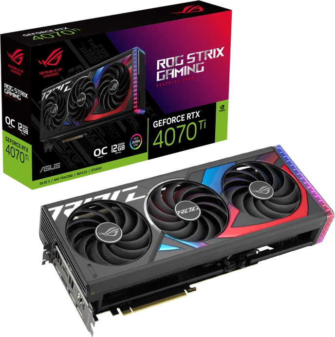 ASUS ROG Strix GeForce RTX 4070 Ti OC, ROG-STRIX-RTX4070TI-O12G-GAMING, 12GB GDDR6X, 2x HDMI, 3x DP