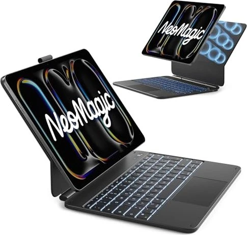 Inateck Neo Magic Magnetische Tastaturhülle für iPad Air 13"/iPad Pro 12.9", schwarz, DE