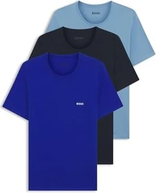 Hugo Boss Baumwolle Logo 3er-Pack T-Shirt kurzarm blau (Herren)