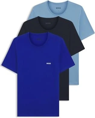 Hugo Boss Baumwolle Logo 3er-Pack T-Shirt kurzarm blau (Herren)