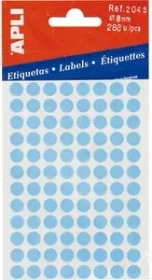 APLI Etiketten rund, 8mm, blau, 3 Blatt (288 Etiketten)