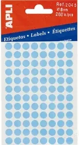 APLI Etiketten rund, 8mm, blau, 3 Blatt (288 Etiketten)