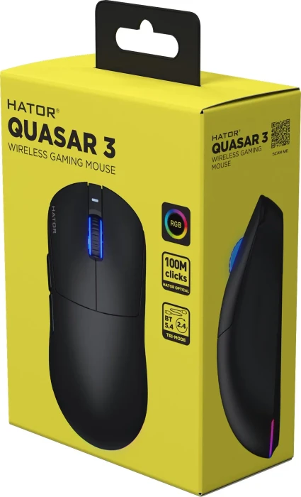 Hator Quasar 3 Wireless Gaming Mouse schwarz, USB/Bluetooth