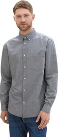 Tom Tailor Regular Fit Logo-Stickerei Hemd langarm navy/chambray (Herren)