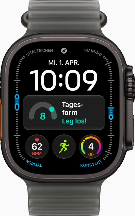 Apple Watch Ultra 4 schwarz mit Ocean Armband halbtransparentes schwarz