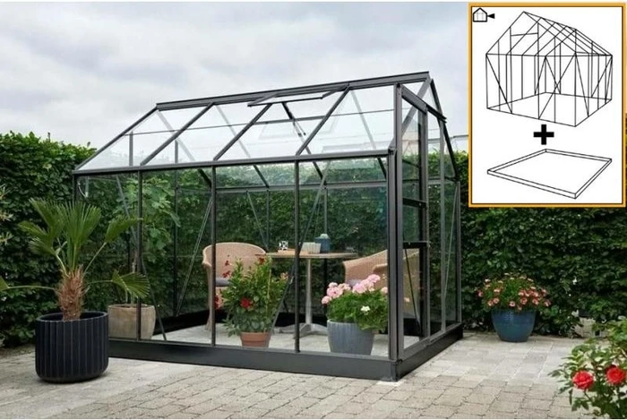 Halls Popular 86 Glas 3mm Gewächshaus schwarz