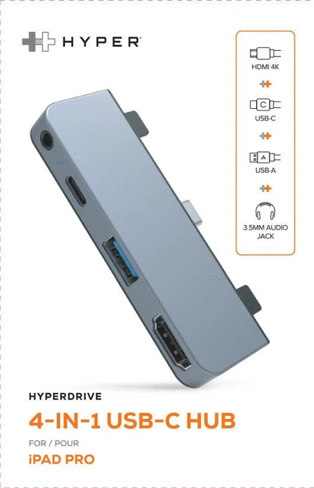 Targus HyperDrive 4-in-1 USB-C Hub für iPad Pro/Air, grau, USB-C 3.0 [Stecker]