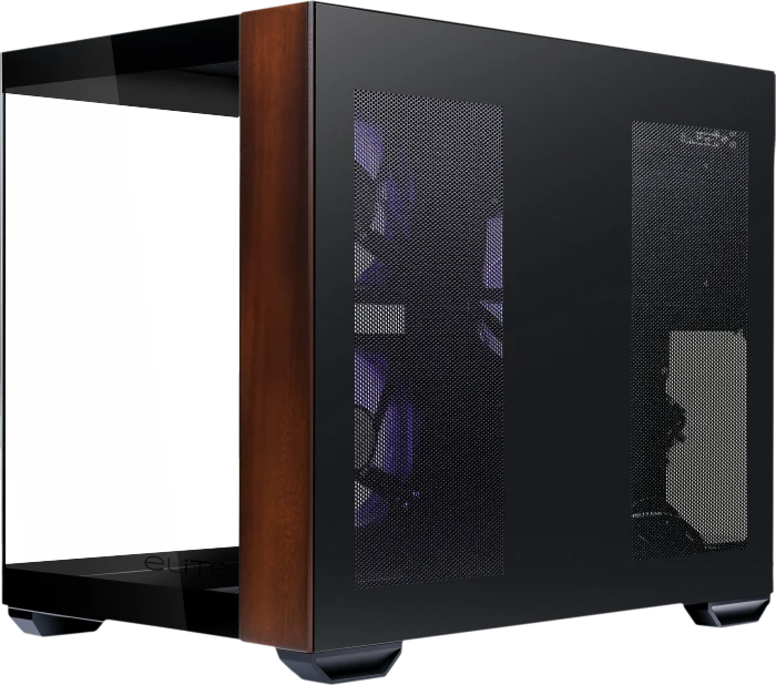 Cooler Master Elite 481 Wood Black, schwarz/braun, Glasfenster