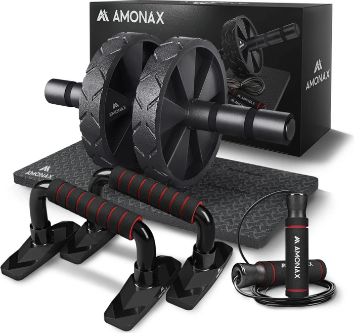 Amonax Ab Roller Home Workout Bauchtrainer Set schwarz