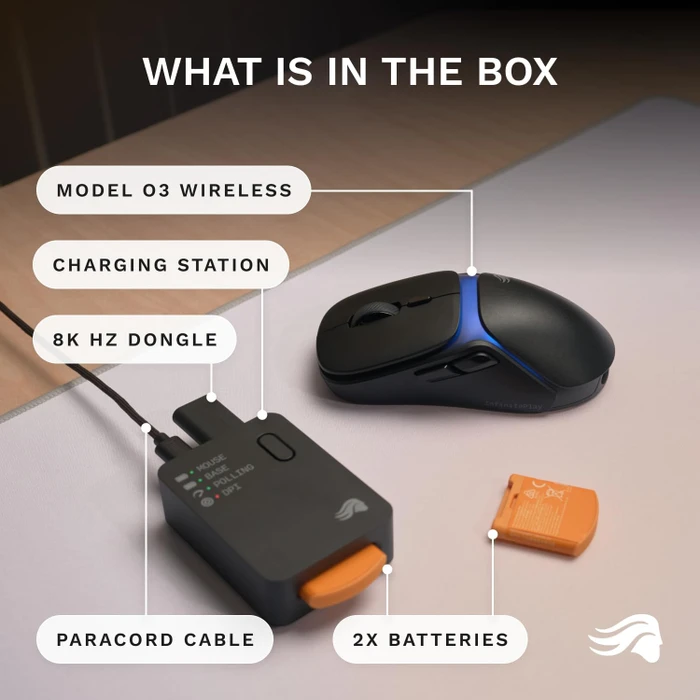 Glorious Model O3 8K Wireless mit Ladestation, schwarz, USB/Bluetooth