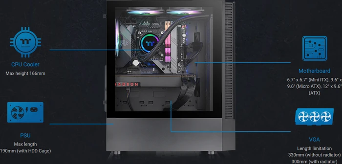 Thermaltake View 200 TG ARGB, schwarz, Glasfenster