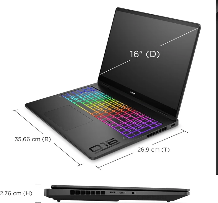 HP OMEN Max Gaming Laptop 16-ah0272ng, Shadow Black, Core Ultra 7 255HX, 32GB RAM, 1TB SSD, GeForce RTX 5070 Ti, DE