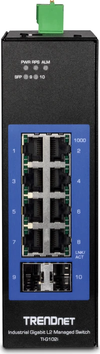 TRENDnet TI Hardened Industrial Railmount Gigabit Managed Switch, 8x RJ-45, 2x SFP
