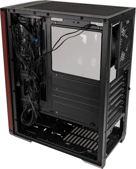 BitFenix Nova Mesh SE TG 4ARGB, schwarz/rot, inkl. 4x Lüfter, Lüfter LED RGB, Glasfenster