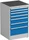 Treston Serie 70 Schubladenschrank, 7 Schubladen, lichtgrau/blau, Container
