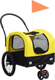 vidaXL 2-in-1 Hunde 63.5x92cm Fahrradanhänger gelb/schwarz