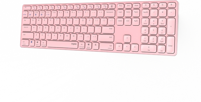 Rapoo E9800M Multi-mode Wireless Ultra-slim Keyboard rosa, USB/Bluetooth, DE