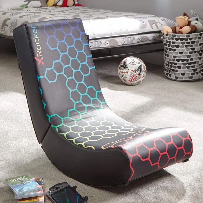 X Rocker Neo Hex Floor Rocker Gamingstuhl für Kinder/Jugendliche, schwarz/neon