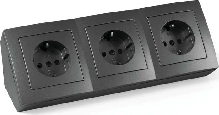 McPower Aufbau Steckdosenblock Flair 3-fach Schutzkontakt, anthrazit