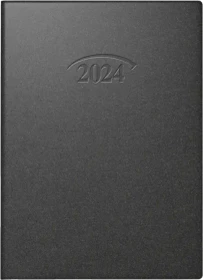 Brunnen Modell 736 Taschenkalender Tageskalender 2024, 100x140mm, Kunststoff-Cover, schwarz, 184 Blatt