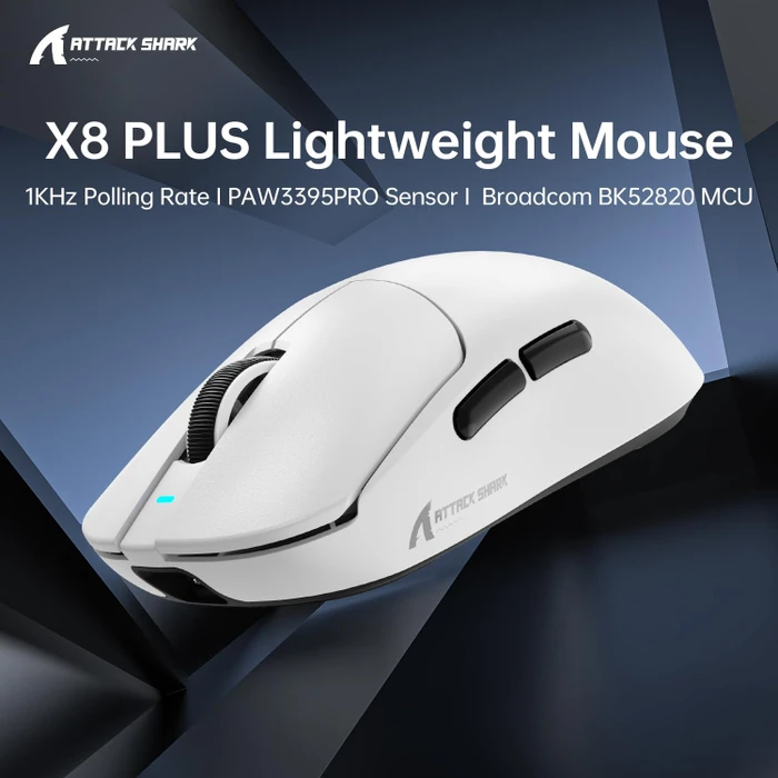 Attack Shark X8 Plus Tri-mode Wireless Gaming Mouse, weiß, USB/Bluetooth