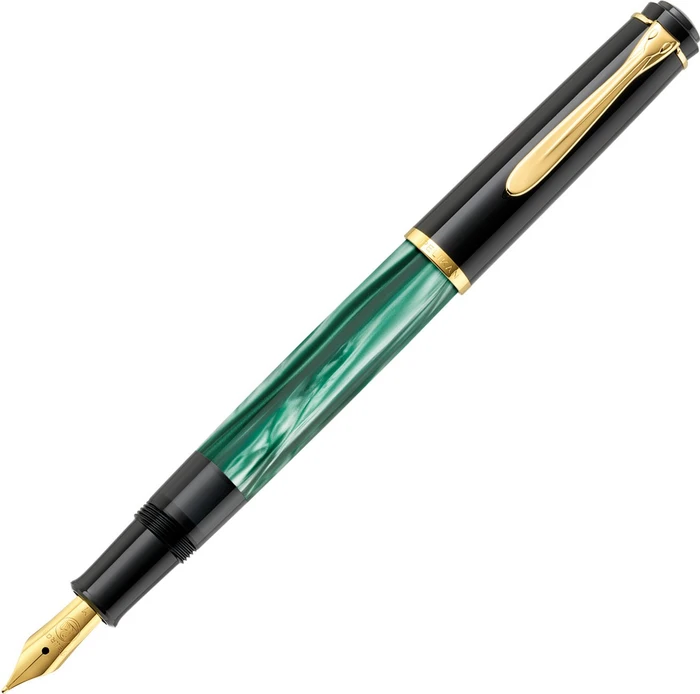 Pelikan Classic M200 grün marmoriert, rechte Hand, extra fein, Geschenkbox