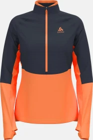 Odlo Descent Ceramiwarm Midlayer Half Zip Funktionsshirt langarm india ink/live wire (Damen)