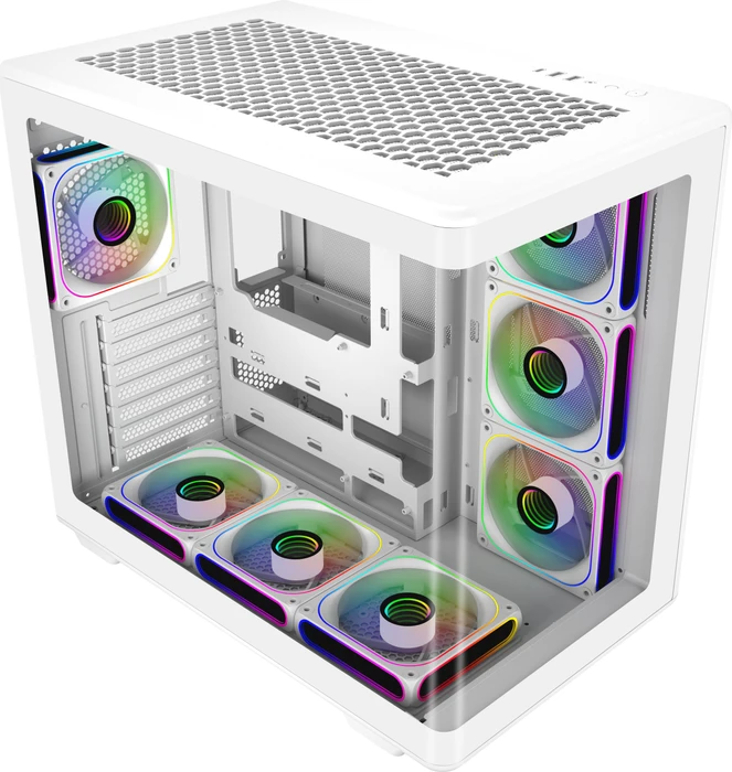 Cooler Master Elite 600 White, weiß, inkl. 7x Lüfter, Glasfenster