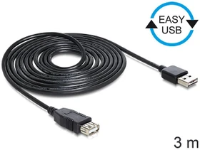 DeLOCK EASY-USB 2.0 Verlängerungskabel, USB-A [Stecker] auf USB-A [Buchse], 3m (83372)