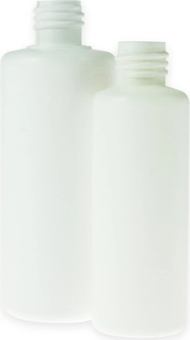 DRAK-Aquaristik Zylindrische Rundflasche aus HDPE, RD18-Gewinde, 100ml, weiß