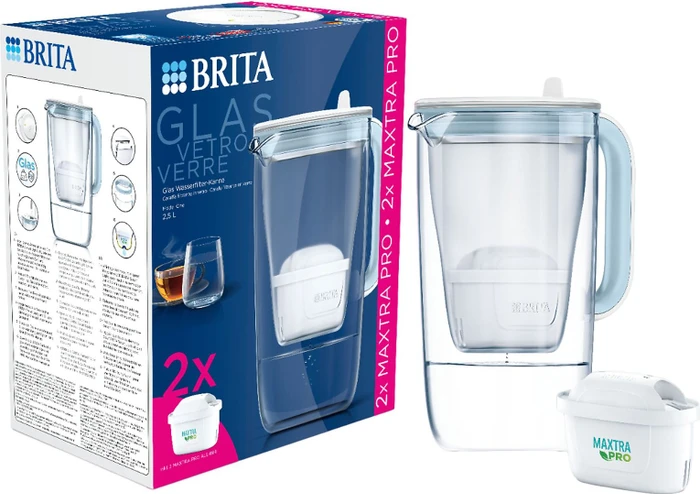 Brita One Glas Tischwasserfilter weiß/blau