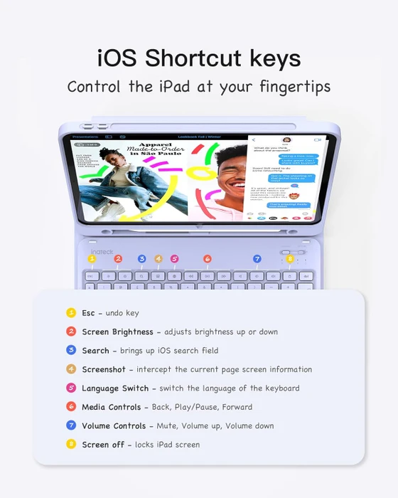Inateck Tastatur Hülle für iPad Air 6 11"/iPad Air 5/iPad 10/iPad Pro 11", violett, UK