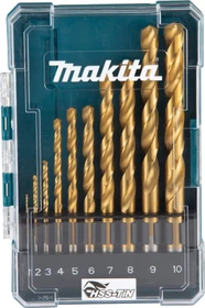 Makita HSS-TiN Metallbohrer-Sortiment inkl. Werkzeugbox, 10-tlg.