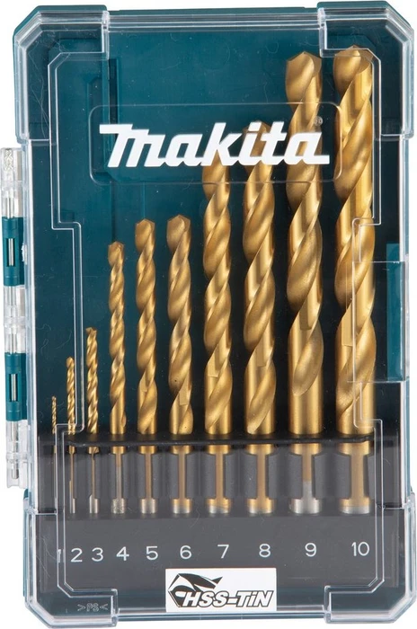 Makita HSS-TiN Metallbohrer-Sortiment inkl. Werkzeugbox, 10-tlg.