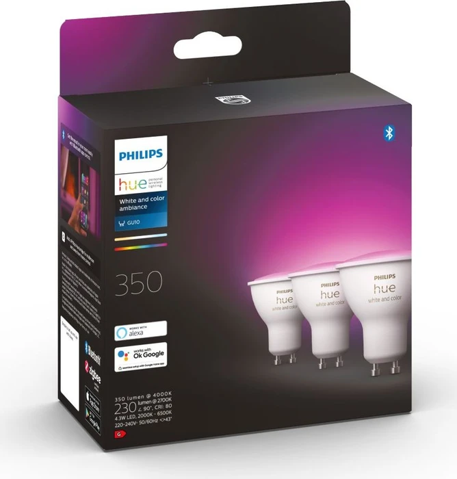 Philips Hue White and Color Ambiance 350 GU10 4.3W, 3 Stück
