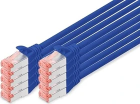Digitus Patchkabel, Cat6, S/FTP, RJ-45/RJ-45, 0.5m, blau, 10er-Pack