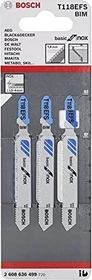 Bosch Professional T118EFS BIM Progressor for Inox Stichsägeblatt, 83mm, 3 Stück