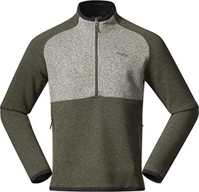 Bergans Kamphaug Knitted Half Zip Jacke green mud/chalk sand (Herren)