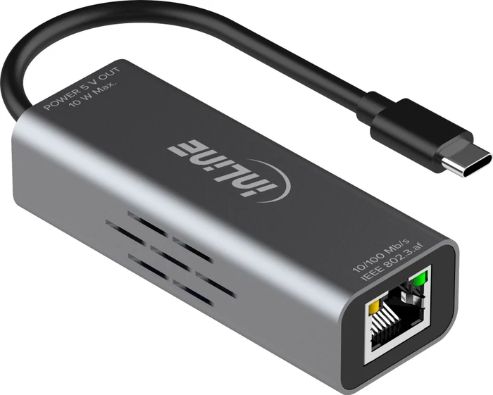 InLine PoE auf USB-C PoE-Adapter, LAN-Adapter, 10W, RJ-45, USB-C 2.0 [Stecker]