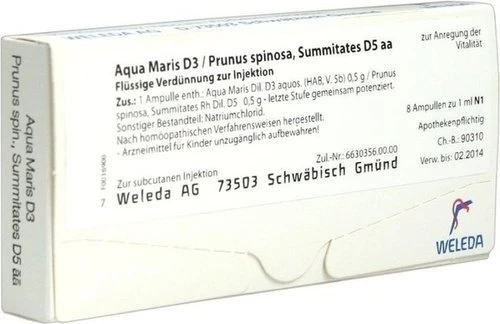 Weleda Aqua Maris D3 Prunus Spinosa Summitates Injektion Ampullen, 8 Stück