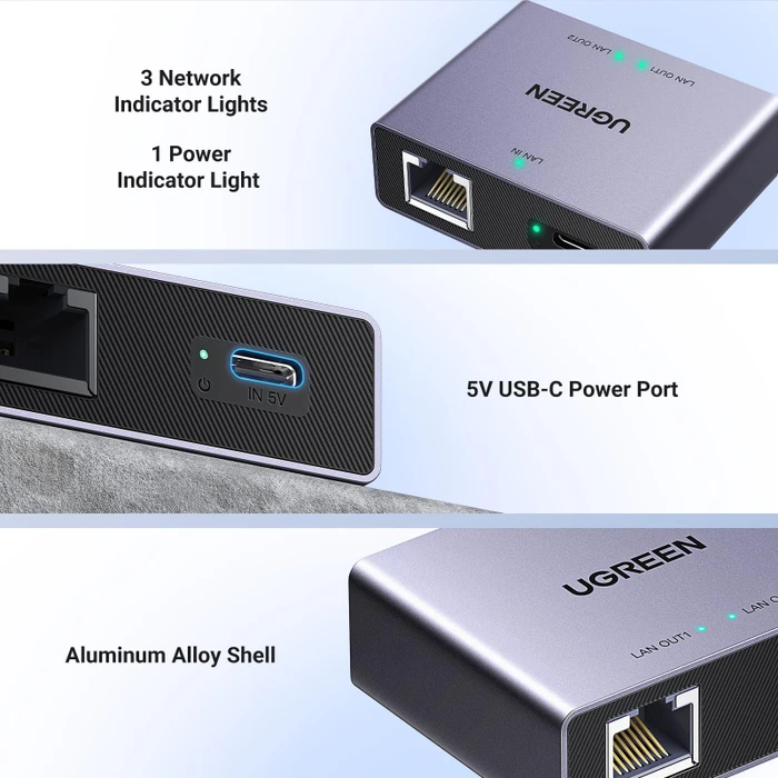 Ugreen Gigabit Switch, 3x RJ-45