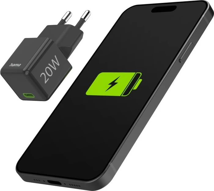 Hama Schnellladegerät USB-C Super-Mini-Charger PD 20 W schwarz