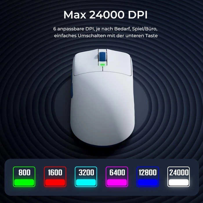RK Royal Kludge M30 Wireless Gaming Mouse, weiß/blau, USB/Bluetooth