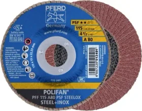 Pferd PFF 115 A 80 PSF STEELOX POLIFAN Fächerschleifscheibe K80, 115x22.23mm, 10 Stück