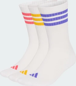 adidas 3-Streifen Cushioned Crew Socken white/solar purple/crew yellow/pure turbo, 3 Paare
