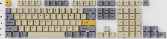 Keychron OEM Dye-Sub Keycap-Set Wheat Gray - Version B, Kunststoff (PBT), Wheat Gray, beige/grau/gelb, 114 Tasten, ANSI-US
