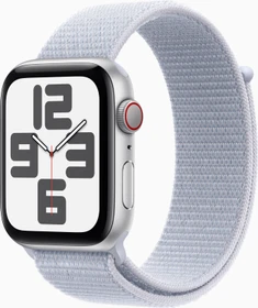Apple Watch SE (2022) (GPS + Cellular) 44mm silber mit Sport Loop Blaue Wolke