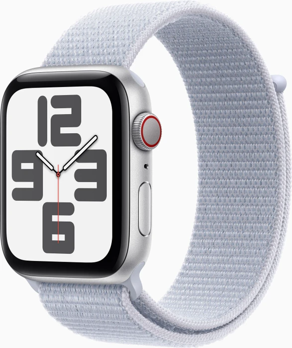Apple Watch SE (2022) (GPS + Cellular) 44mm silber mit Sport Loop Blaue Wolke