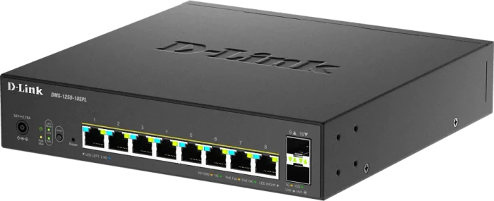 D-Link DMS-1250 Rackmount 2.5G Smart Switch, 8x RJ-45, 2x SFP+, 120W PoE++
