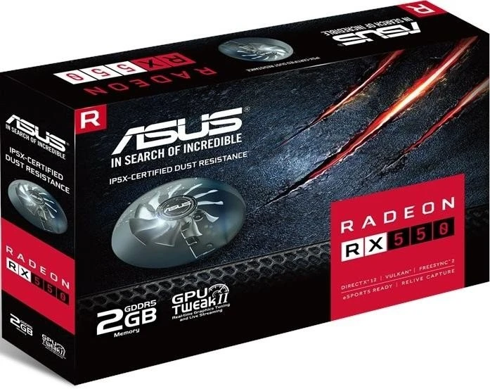 ASUS Radeon RX 550, RX550-2G, 2GB GDDR5, DVI, HDMI, DP